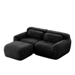 L-shaped 2-seater Sofa Modular Plush Fabric with Cushions - Black