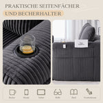 Two-Seater Sofa with Storage Pocket & Drink Holder - Corduroy
