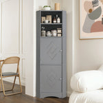Bathroom Cabinet, Corner with Adjustable Shelf & Storage, Light Grey