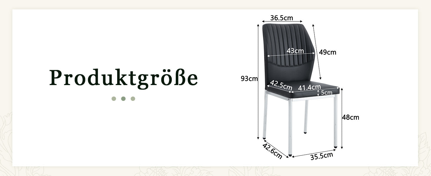 Set of 4 Stylish Dining Chairs with Vertical Embossing and Metal Legs, Black and Silver