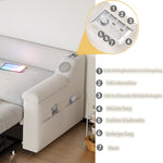 Sofa Bed, 90/180*190cm, Bluetooth, USB, Storage, Slatted Frame, Velvet Beige
