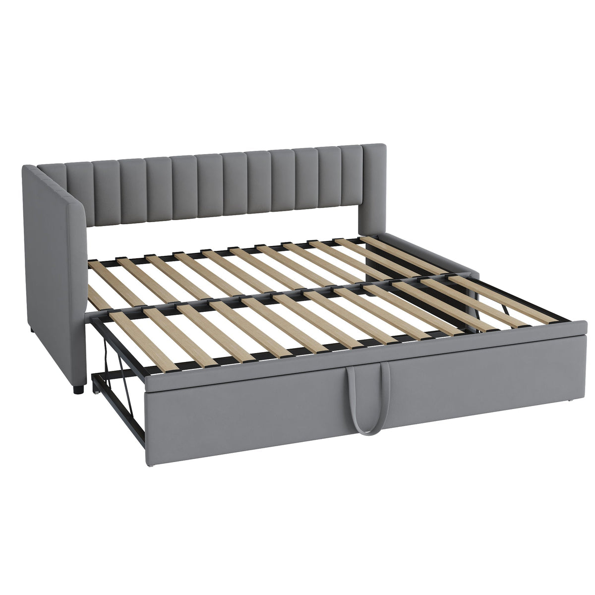 Sofa Bed, L-Shaped Pull-Out 90/180x200cm, Velvet Gray