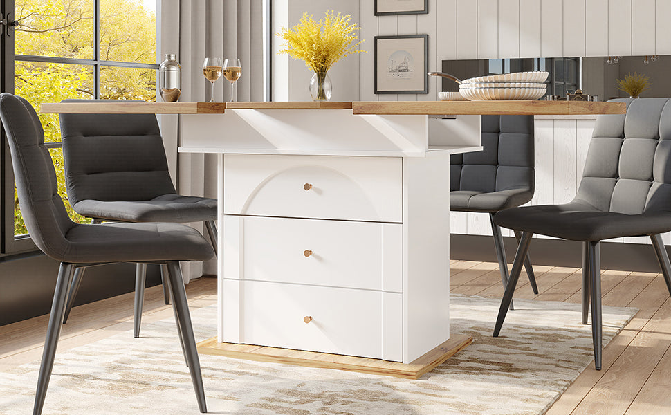 Telescopic Dining Table, Extendable for 4-6 People, White