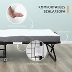 Guest Bed Folding Bed with Wheels, Steel and Foam, 200x75x42.5cm - White/Black