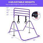 Adjustable Gymnastics Bar, Height-Adjustable Extendable Steel, Purple