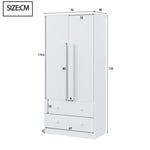 Wardrobe Double Door Drawers Storage 70x40x170cm, White