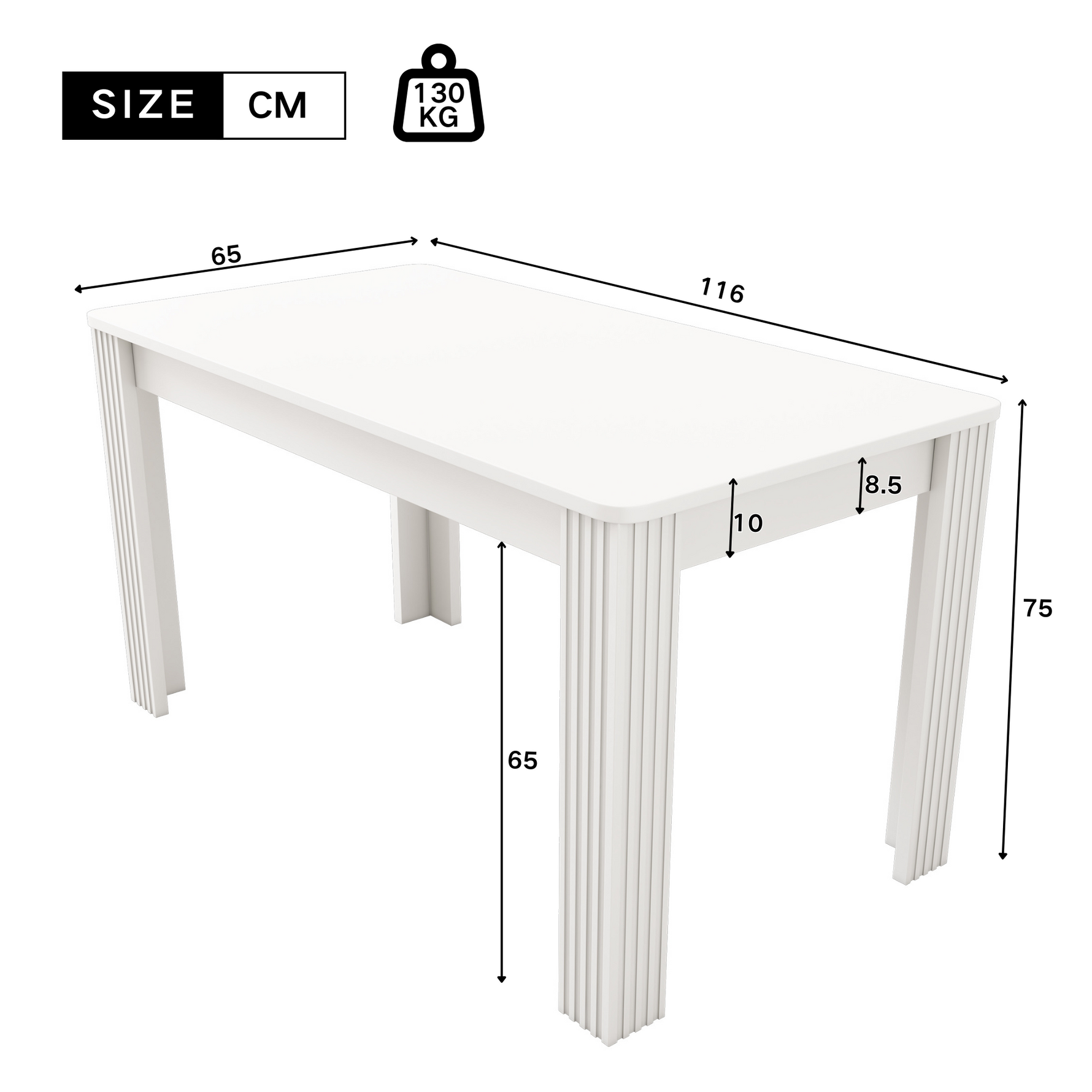 Dining Table Rectangular Modern Simple Oak - White