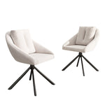 Swivel Dining Chair Modern Ergonomic - Beige Velvet