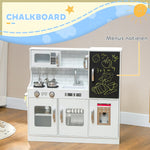 AIYAPLAY Children's Kitchen Play with Telephone, Chalkboard, Microwave, Stove, Sink, Ice Cube Maker, White