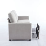Modern Compact 2-Seater Sofa with Drawer Storage Durable Light Grey Fabric