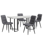 Dining Set 5-Piece 140x80cm Modern Kitchen 4 Chairs Black Legs - White MDF Dark Grey Linen