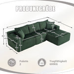 Modular Sofa Set Chaise Longue 2-Seater Side Pockets Drink Holders DIY - Corduroy