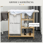 Laundry Basket Hamper with Ironing Board, 3-Tier Shelf, Removable Bag