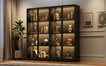 Glass Display Case, App-Controlled LED Lighting 4-Door Storage Cabinet, Freestanding