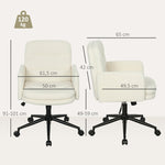 Mobile Office Chair, Armrest, 5 Wheels, Swivel, Fabric, Cream White