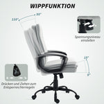 Office Chair Ergonomic Desk Chair with Armrests, Height-Adjustable Swivel with Rocking Function, Padded, Grey