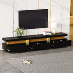 Lowboard TV Cabinet, Modern Marble Look with 3 Drawers, for up to 90-inch TVs