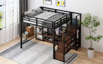 Loft Bed 140x200 with TV Stand & Power Outlet, Black