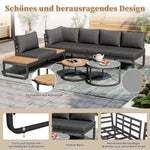 Garden Furniture Set 4-5 Seater with 2 Stackable Coffee Tables Adjustable Legs Galvanized Iron Grey