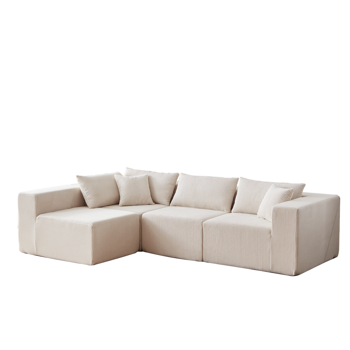 Modular L-Shaped Sectional Sofa 104-Inch 4-Piece - Corduroy