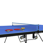 Table Tennis Table, Foldable with Net, Wheels, Steel, Blue