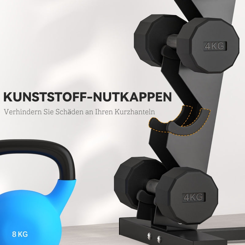 Dumbbell Rack, 10 Dumbbells, 5 Levels, Sturdy Steel, Black