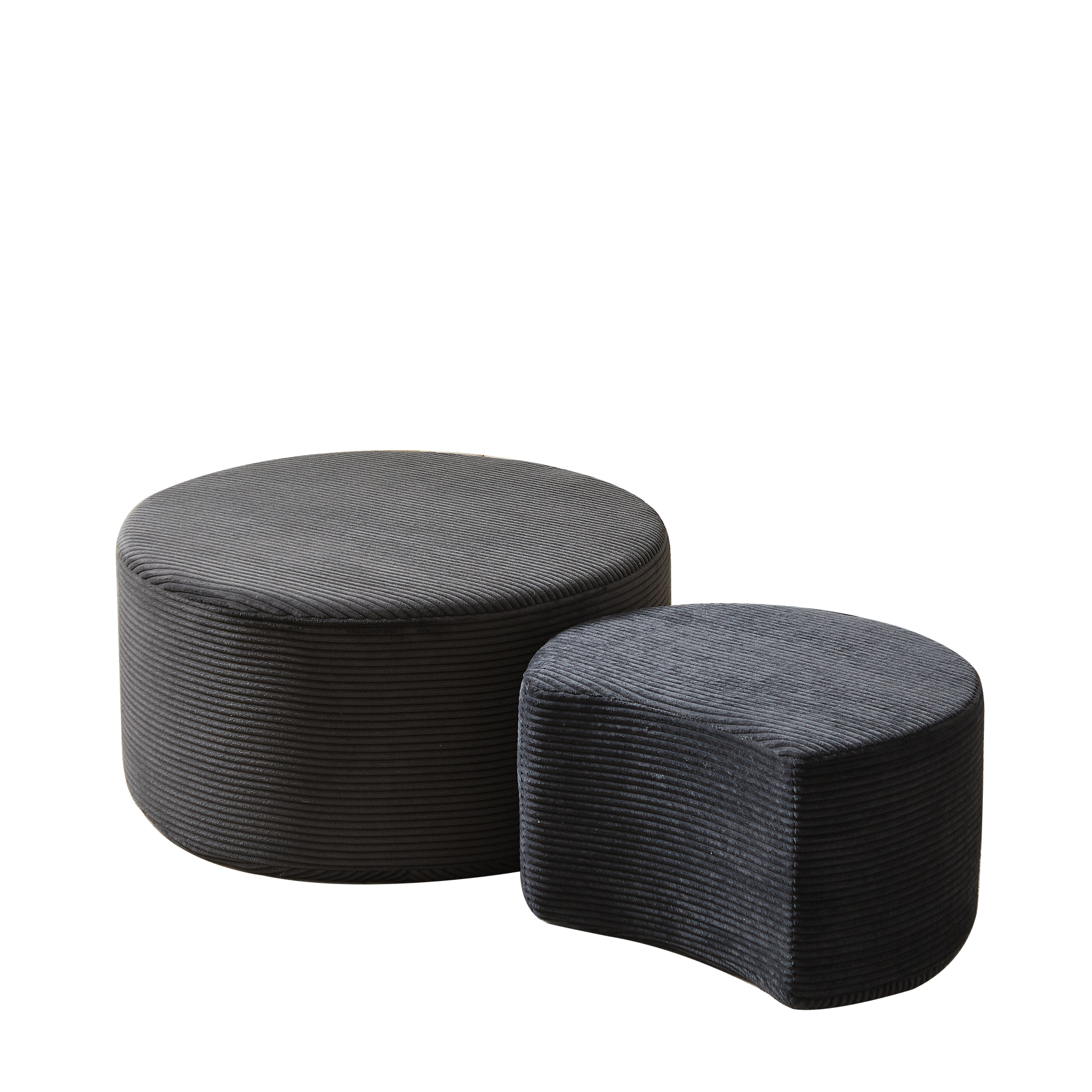 Coffee Table Set, 2-Piece Upholstered Round Foam