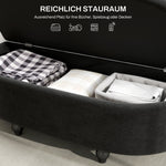 Storage Bench with Open Lid Upholstered 120x46x42cm, Dark Grey Velvet-Touch