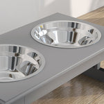 Dog Feeding Station, Non-Slip, 0.9L Bowls, Grey