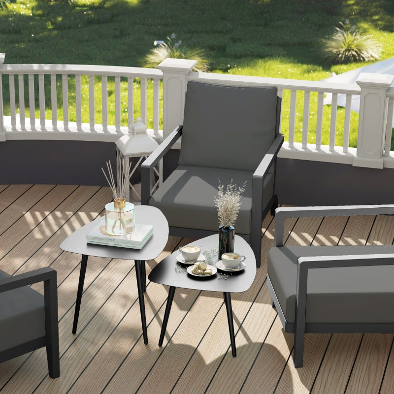 Coffee Table Set of 2, Steel, Black