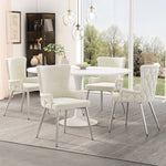 Dining Chair, Set of 4, Luxurious Lounge Chair with Silver Metal Legs, Beige Velvet