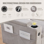 Modern 3-Seater Sofa with Storage, Cup Holders, USB-C and Pull-Out Bed, Corduroy
