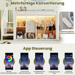 Mid-Height Bed 90x200cm with LED Lighting & Storage, White