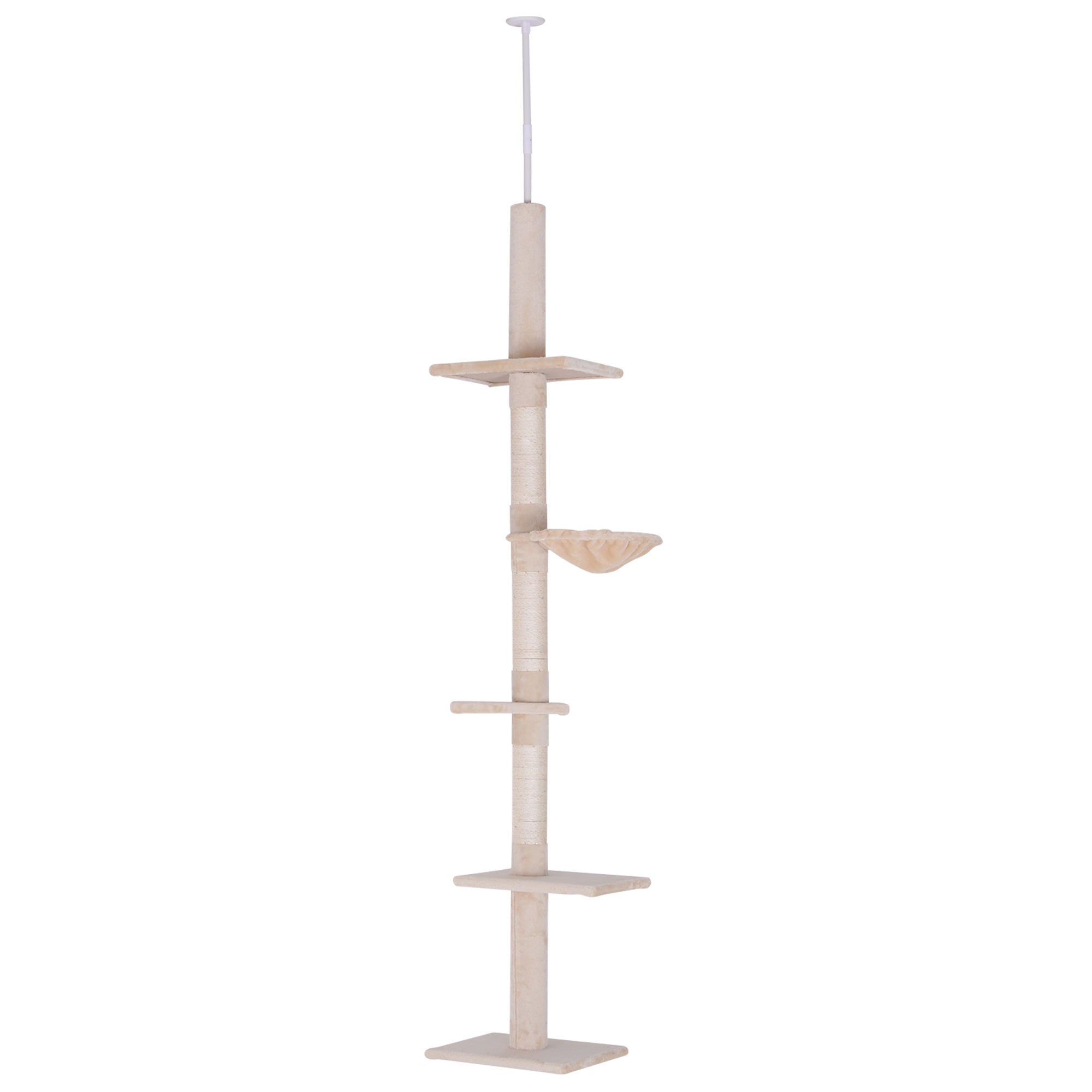 Cat Tree, Height Adjustable Climbing, Sturdy, Beige