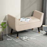 Luxury Upholstered Bench with Storage Armrests Chest Beige