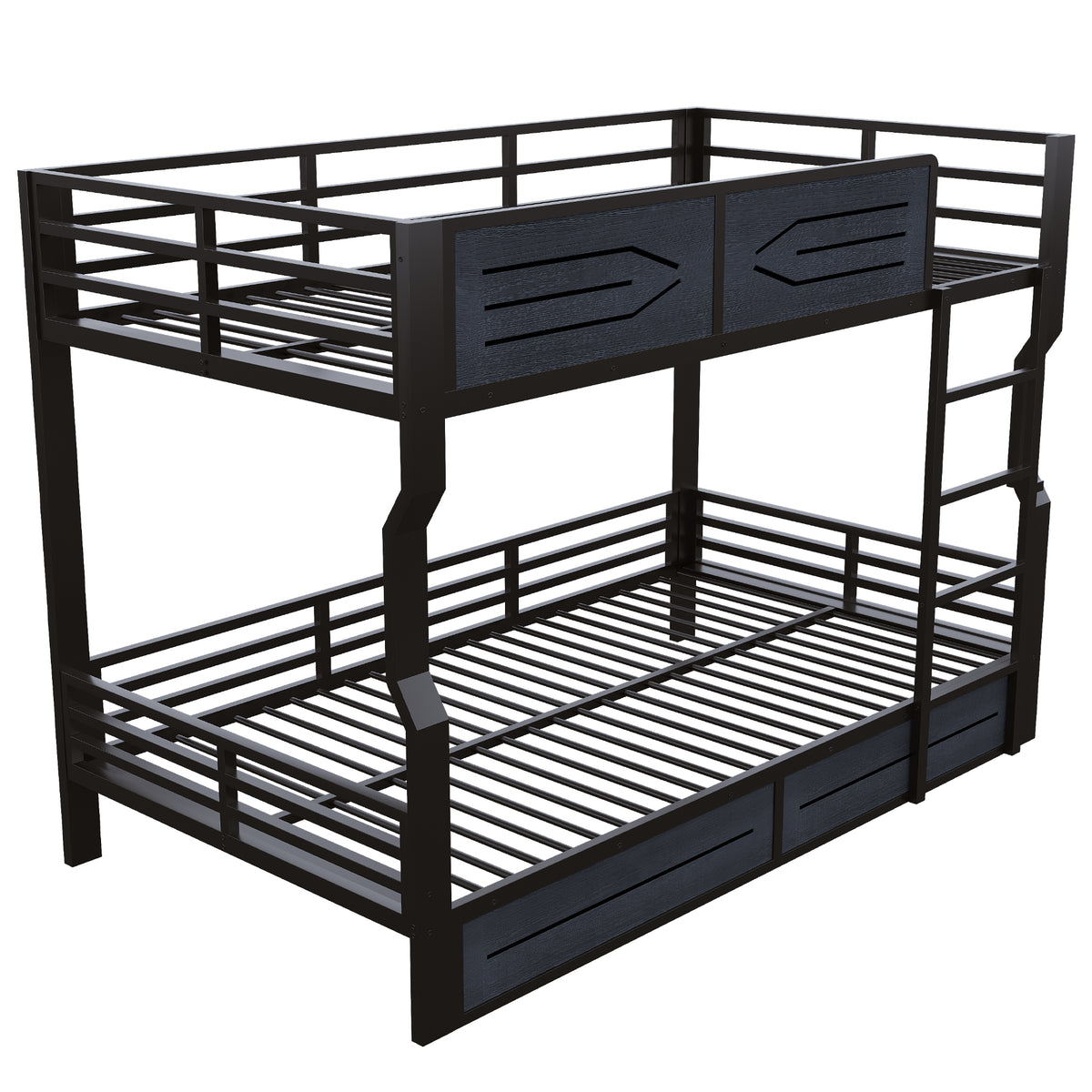 Loft Bed 140x200cm with LED Lighting, Black Iron