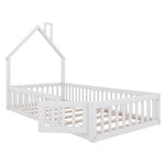 House Bed 90x200cm Chimney Shape with Slatted Base Pine Wood, White