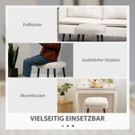 Square Footstool/Stool, Footrest Steel Legs, Cashmere Look Light Grey