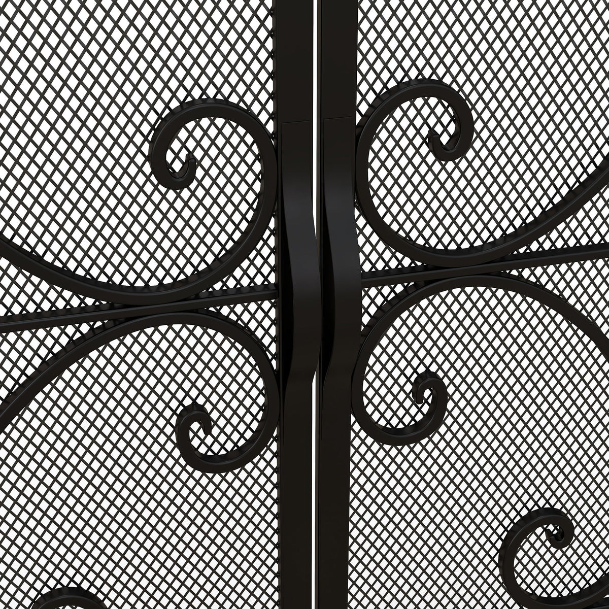 Fireplace Screen, Magnetic Doors, Spark Guard, Steel Black