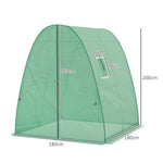 Greenhouse with Roller Door, 2 Windows, Steel, Green