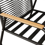 Garden Lounge Set Sofa & Table for 4 Galvanized Iron Tempered Glass - Black