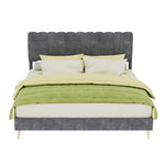 Upholstered Bed 160x200cm with Mattress & Headboard, Grey