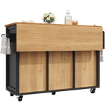 Extendable Kitchen Island Mobile Storage Drawers Spice Rack - White/Black