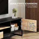 TV Cabinet with Door, 2 Drawers, Open Compartments, Adjustable Shelf, Black