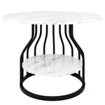 Dining Set 5-Piece Round 80cm Marble Top 4 Chairs - Grey Velvet