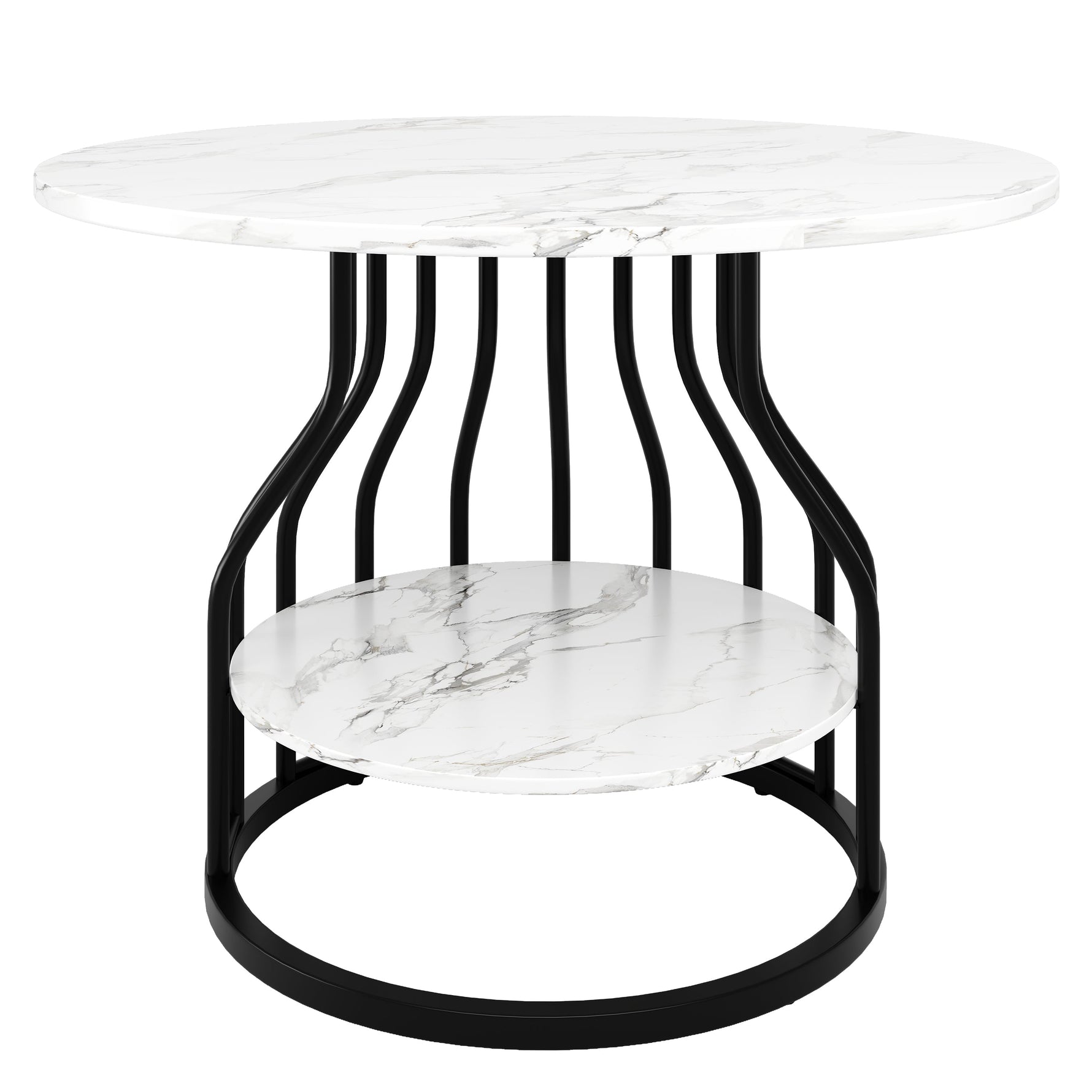 Dining Set 5-Piece Round 80cm Marble Top 4 Chairs - Grey Velvet