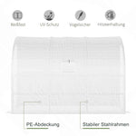 Greenhouse with Shelves, Windows, Winterproof 300x150x213cm Steel Foil, White