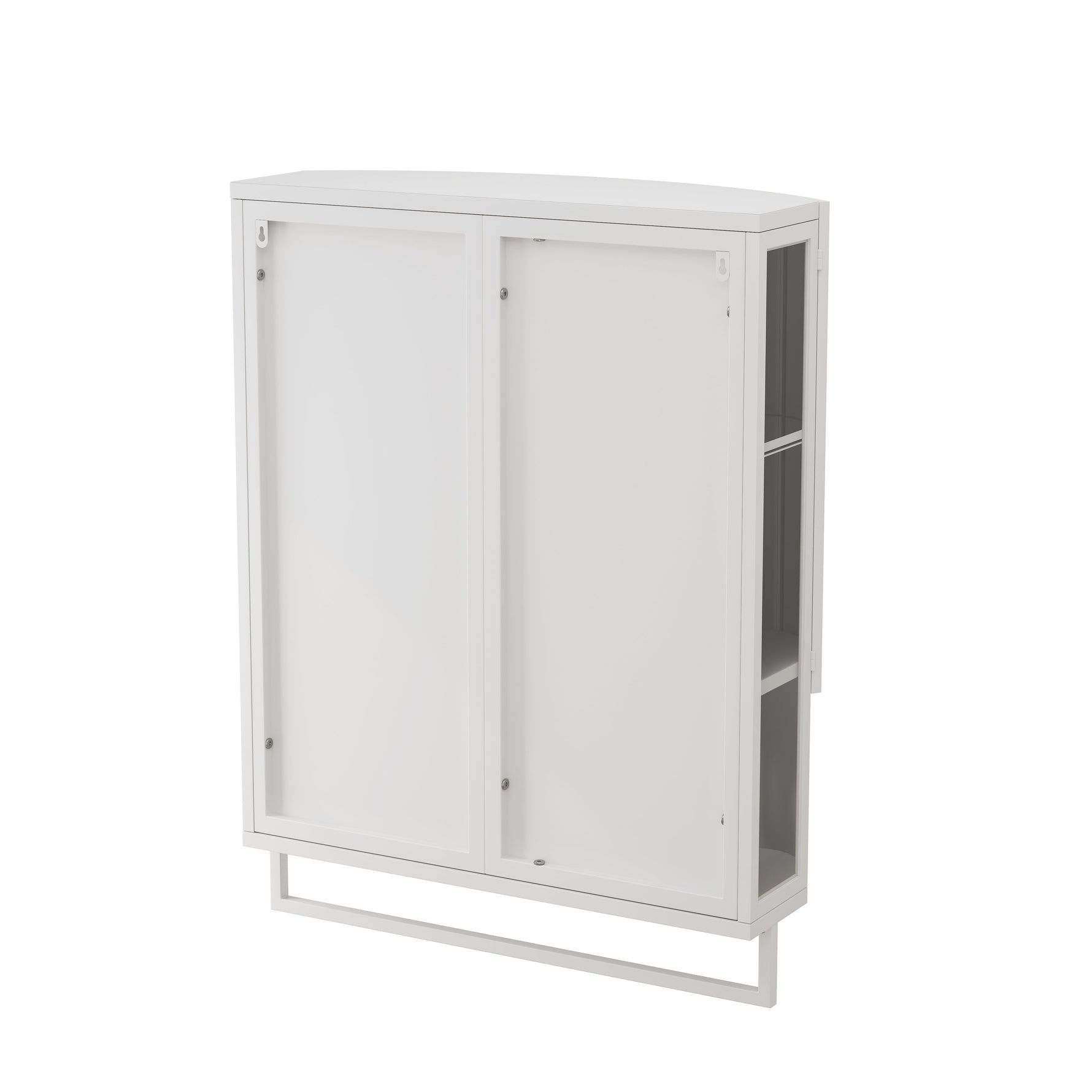 Wardrobe 60CM Modern Arched Double-Door Mirror Storage, White