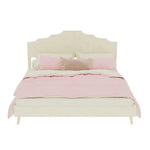 Modern Minimalist Soft Bed with 160x200cm Mattress, Beige