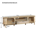 TV Cabinet Rattan Doors Drawers Low Profile - Country Style